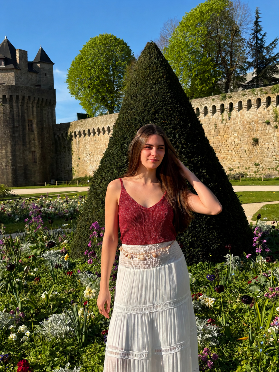 Top à paillettes bordeaux Olympe