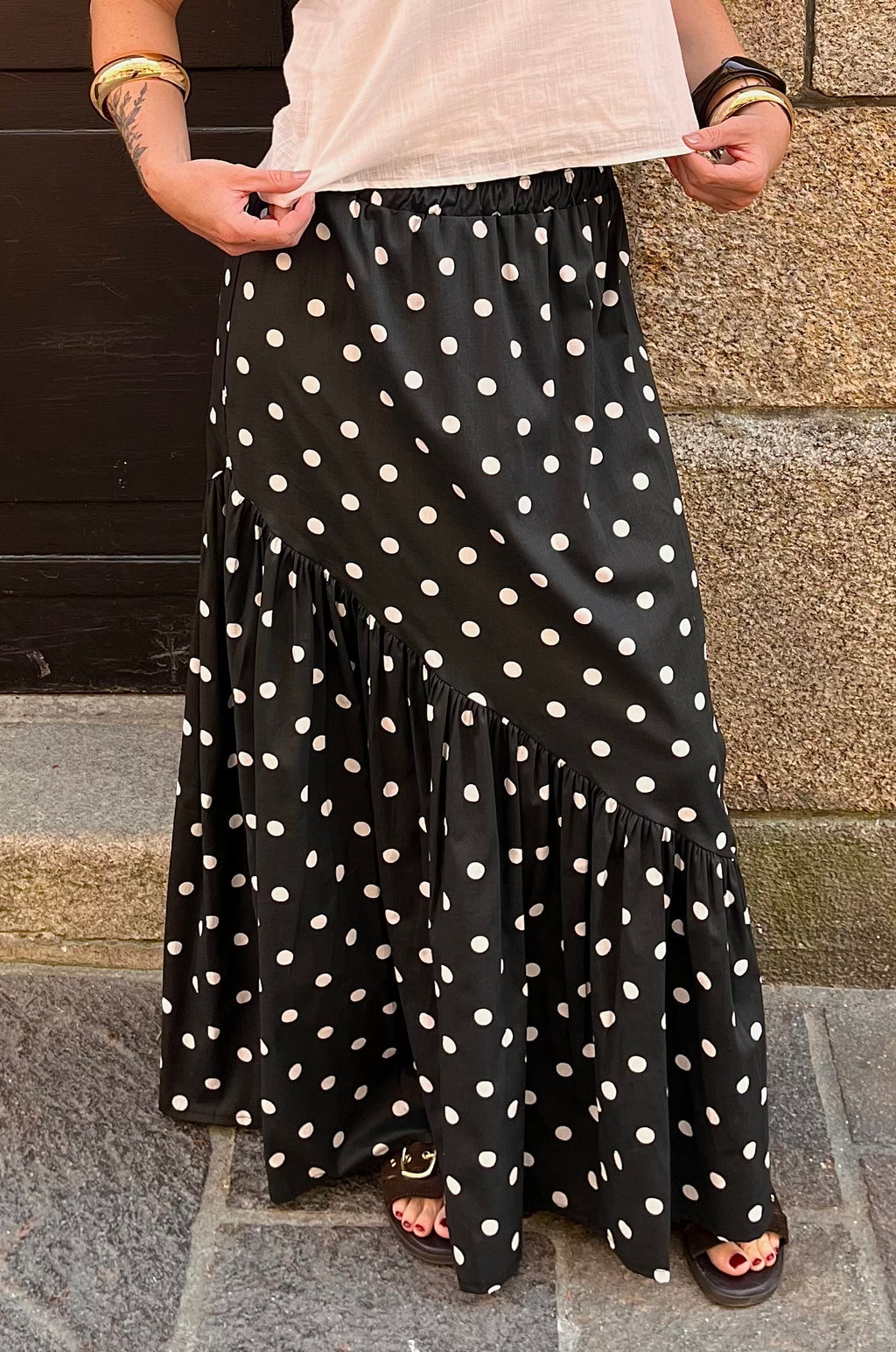 Jupe à pois Anna noire
