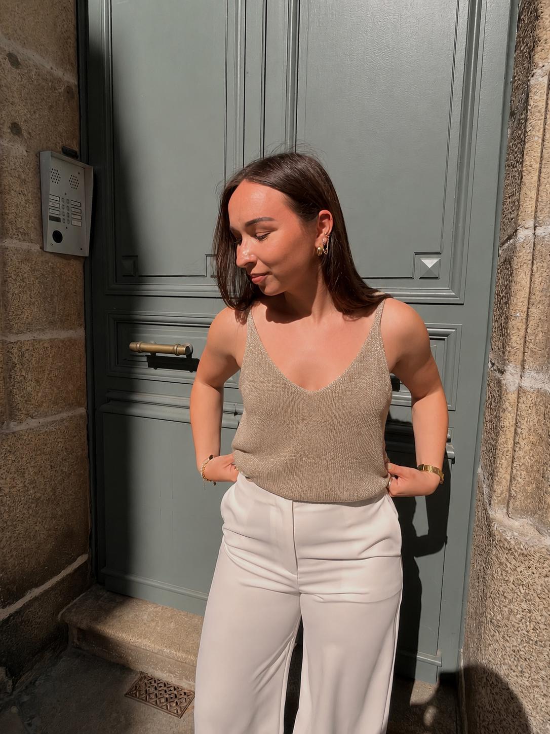 Top à paillettes doré Alba