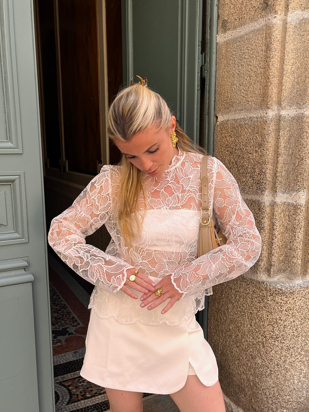 Haut dentelle Romy blanc