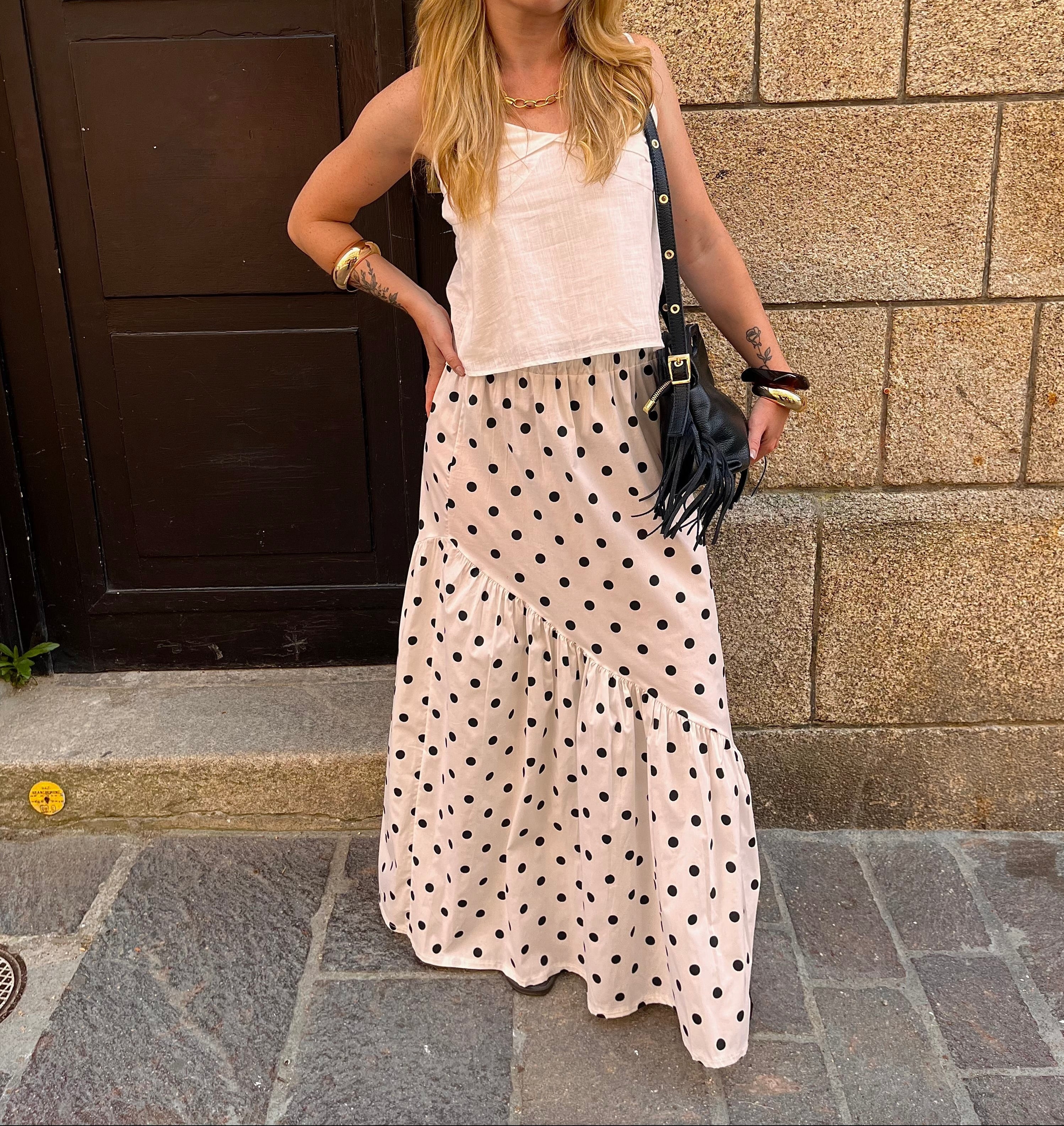 Jupe à pois Anna blanche