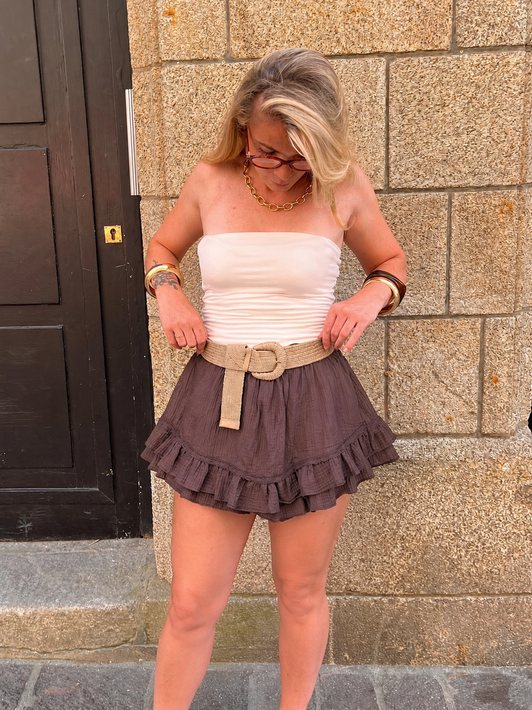 Jupe-short marron Nola