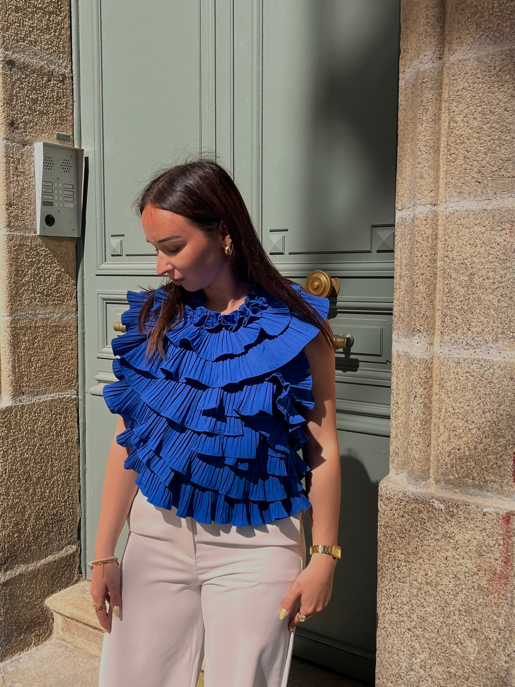 Haut Mila bleu électrique