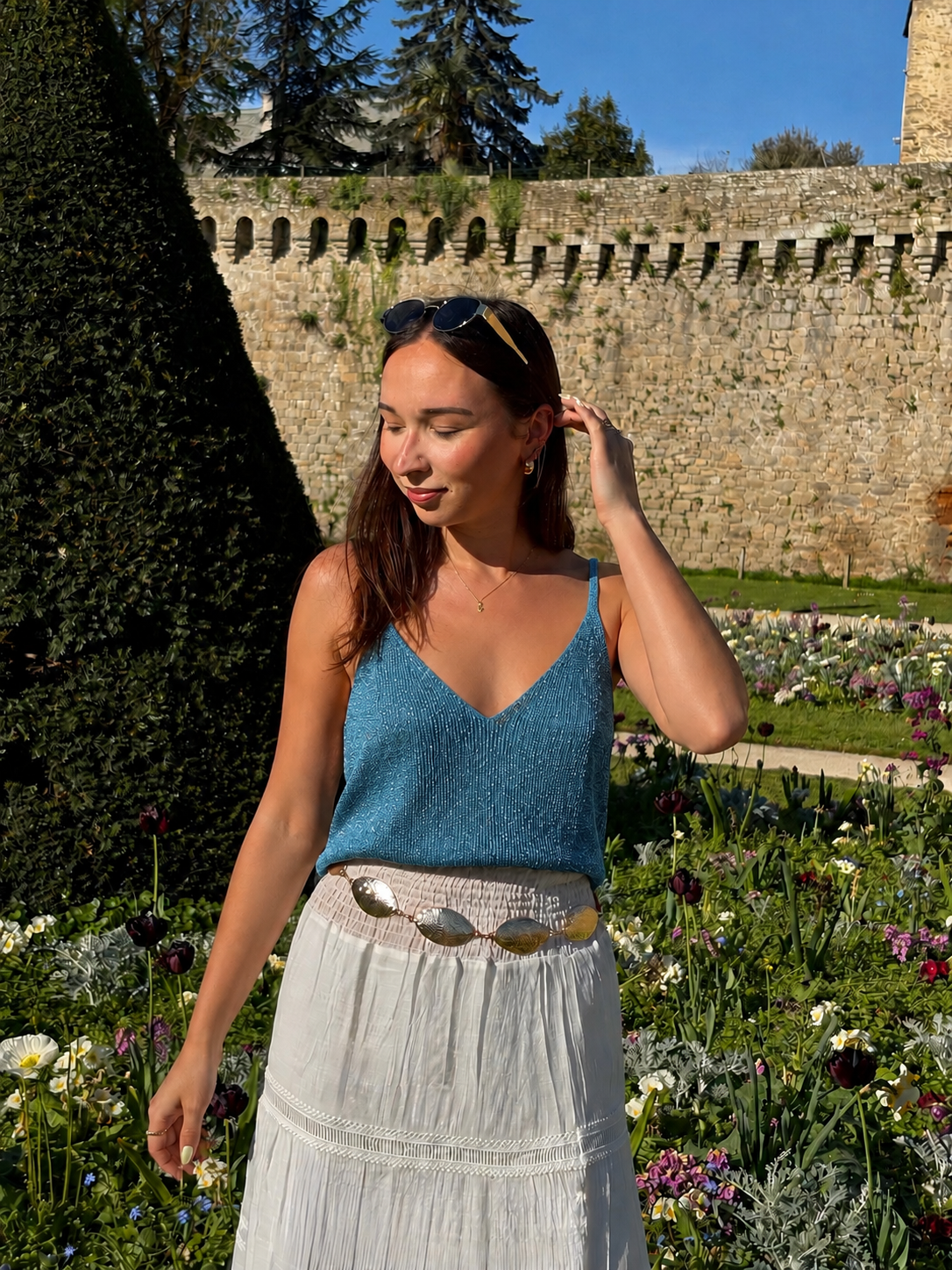 Top à paillettes bleu Azélie